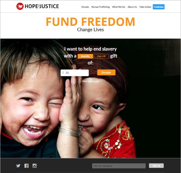 Hope for Justice Donation Page