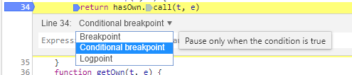 conditional breakpoints in Chrome dev tools in use at Fluent.