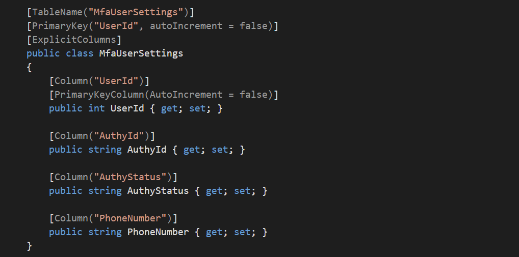 MFA data access layer