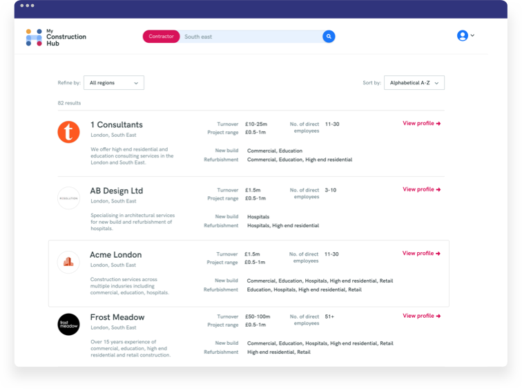 My Construction Hub directory website